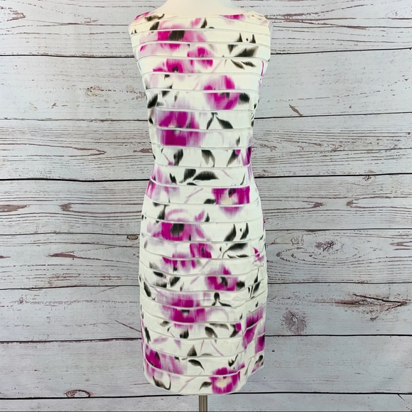 Ann Taylor Dresses & Skirts - Ann Taylor watercolor floral cream stripe sheer